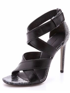 Alexander Wang Black Leather Crisscross Stiletto Sandal